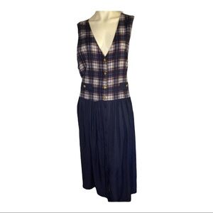 More En Focus Button Down Plaid Dress Sz 16